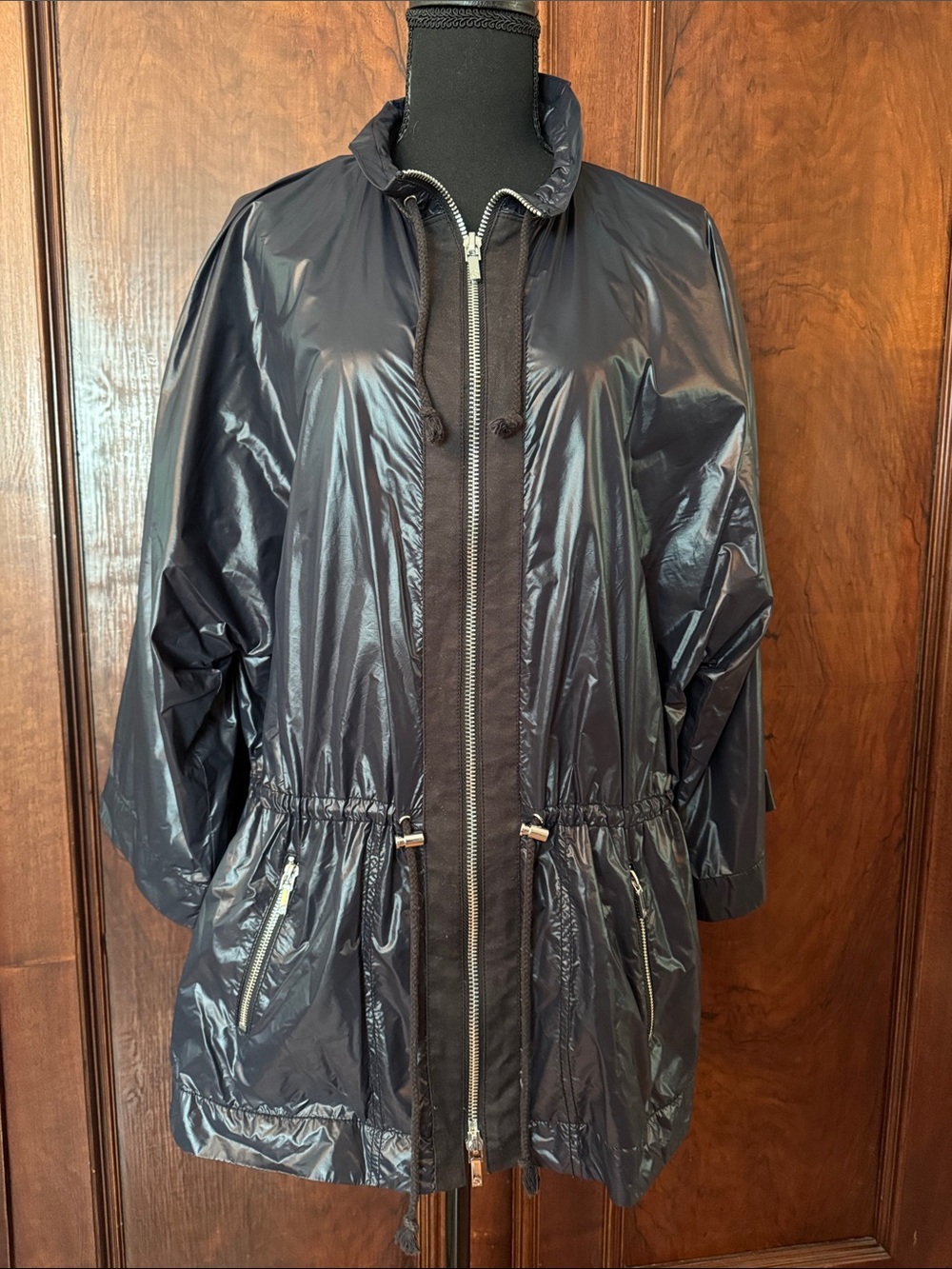 Tory Burch Glossy Navy Packable Utility Anorak
